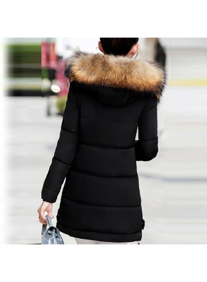 Barbora Winter Fur Collar Women's Puffer Coat 7112BLACK4 - Image 3